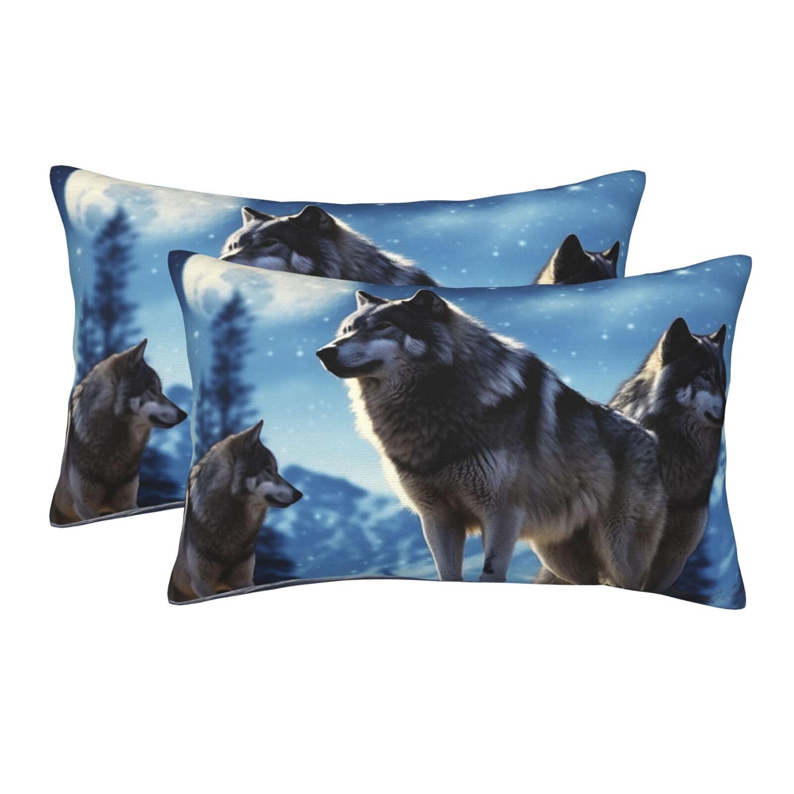 2 Pack Small/Standard/Queen Size Pillow Cases with Hidden Zipper Wolfs Pillow Cover 16"x24" Soft Breathable Pillowcase for Hair and Skin, Sleeping Gifts Bed Pillow Case