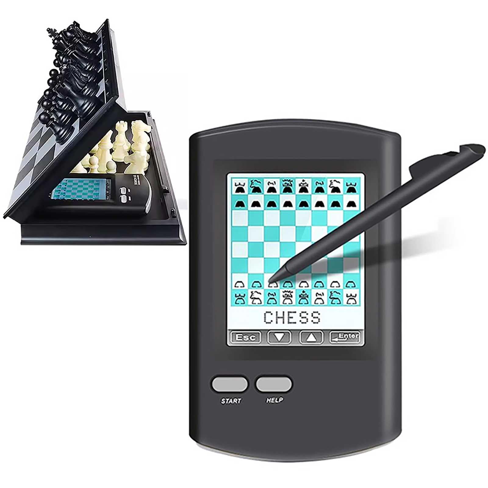 Dotykowy elektroniczny zestaw szachowy inteligentny, luksusowy komputer szachowy HD dla jednego gracza, elektroniczne szachy z fizyczną planszą, przenośne dla dzieci i dorosłych