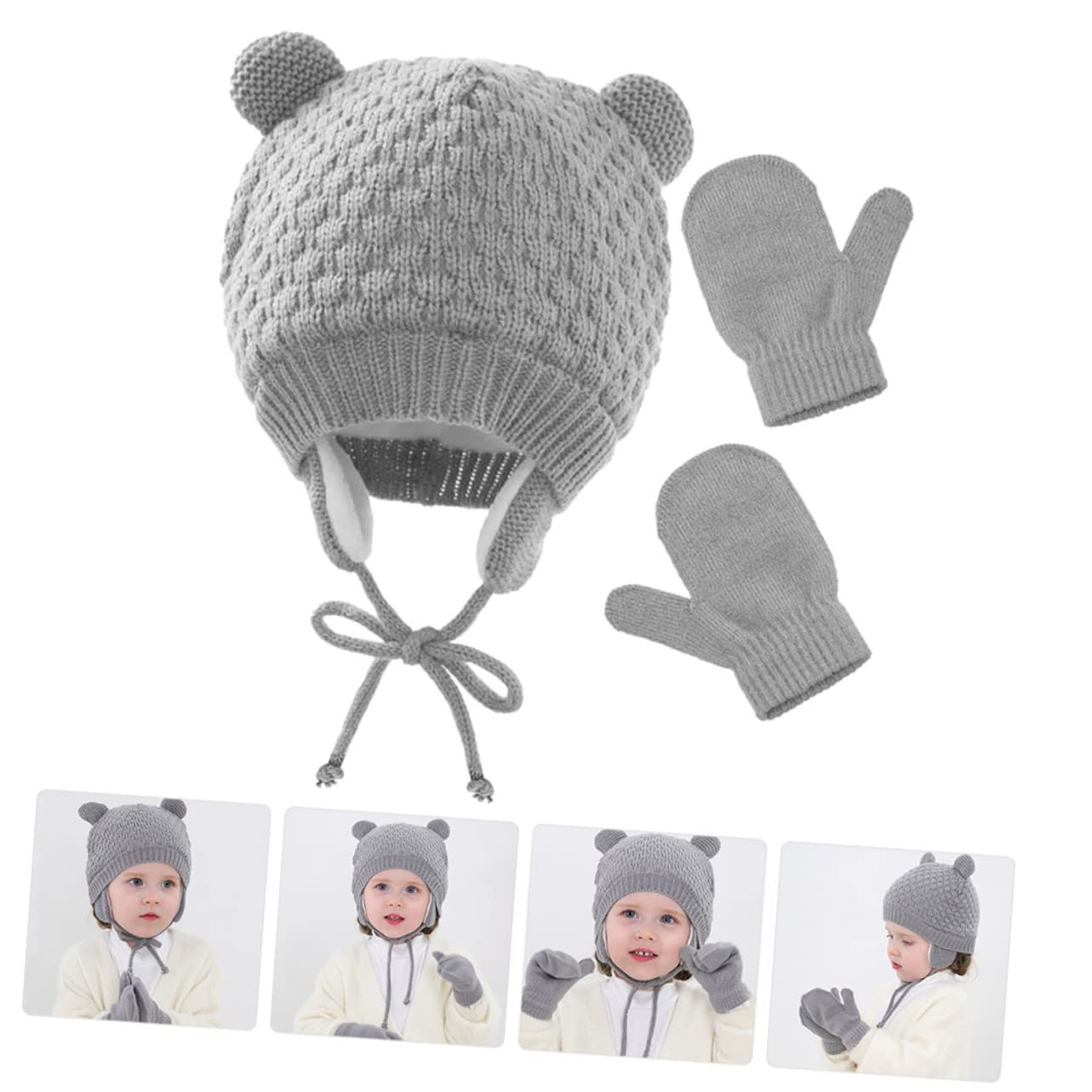 LIFKOME 5 Set Di Cappello Con Guanti Cappello Caldo Per Bambino Cappello Antivento Lavorato A Maglia Comodo Ed Elastico