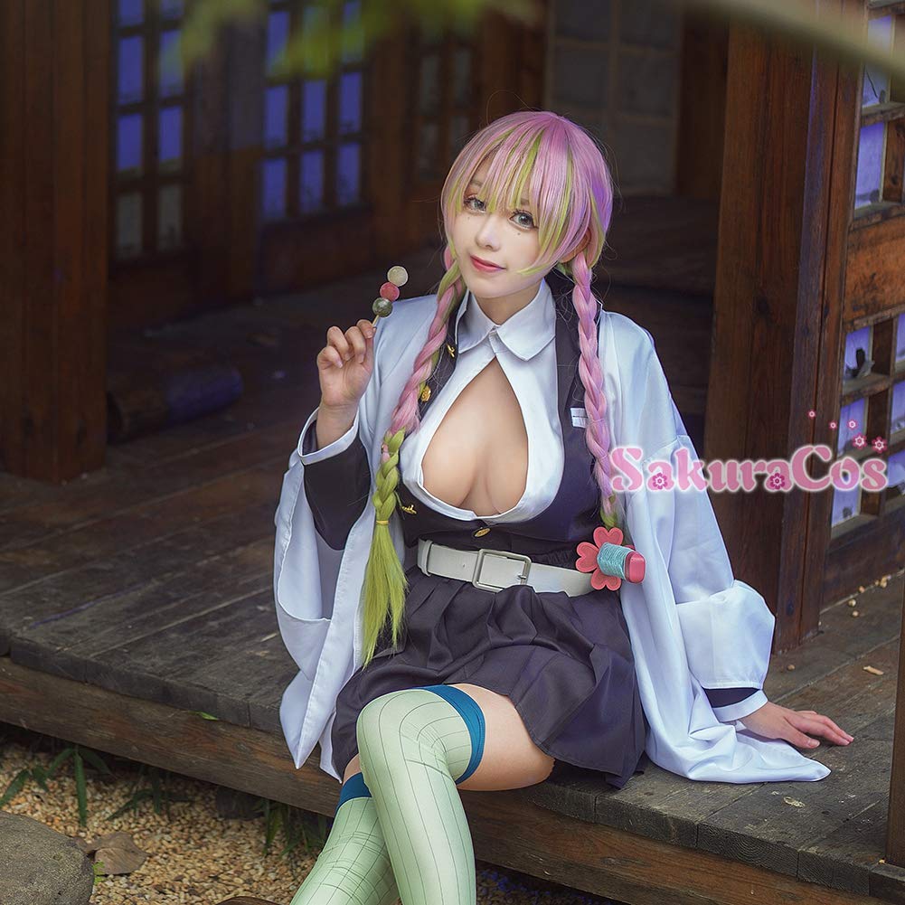 鬼滅の刃　甘露寺蜜璃　コスプレ一式 鬼滅の刃 甘露寺蜜璃 コスプレ衣装一式 ウィッグつき 新品