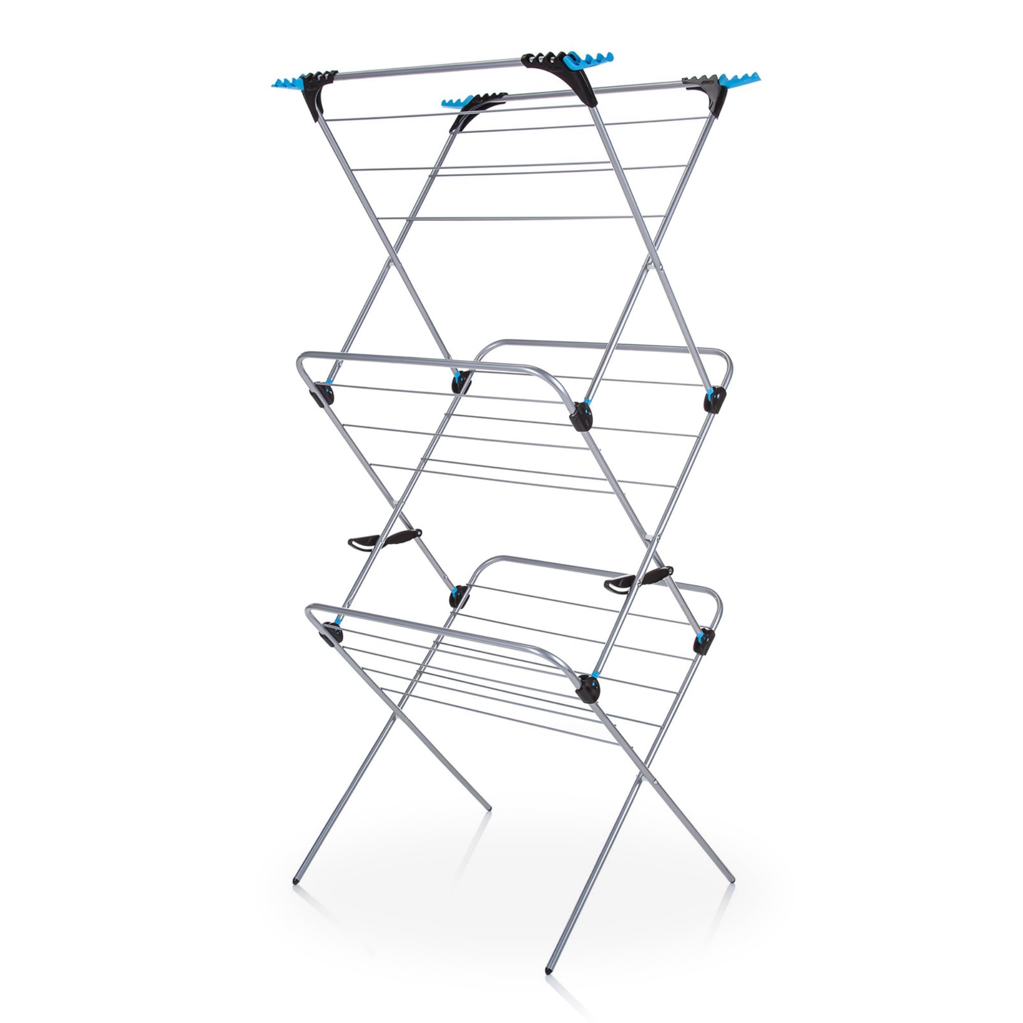 Minky 3-stöckiger Plus Wäscheständer, 21 m Trockenfläche, klappbar, platzsparend, mit 4 Eckhaken, für innen und außen