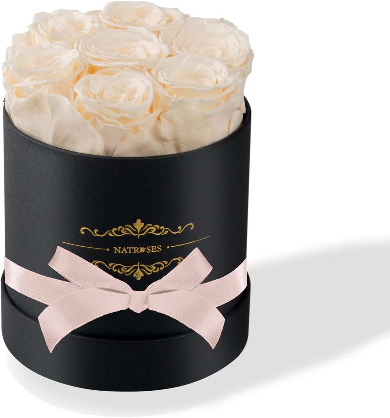 NATROSES 7 Piece Preserved Roses in a Box, Preserved Flowers for Birthday, Flower Gifts for Mothers Day (Buttermilk)