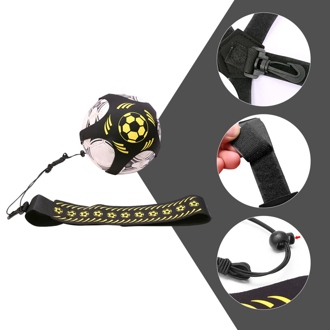Cinturón de cintura ajustable entrenador de fútbol, cinturón de fútbol elástico ajustable, equipo de banda elástica para balones de fútbol para control del balón