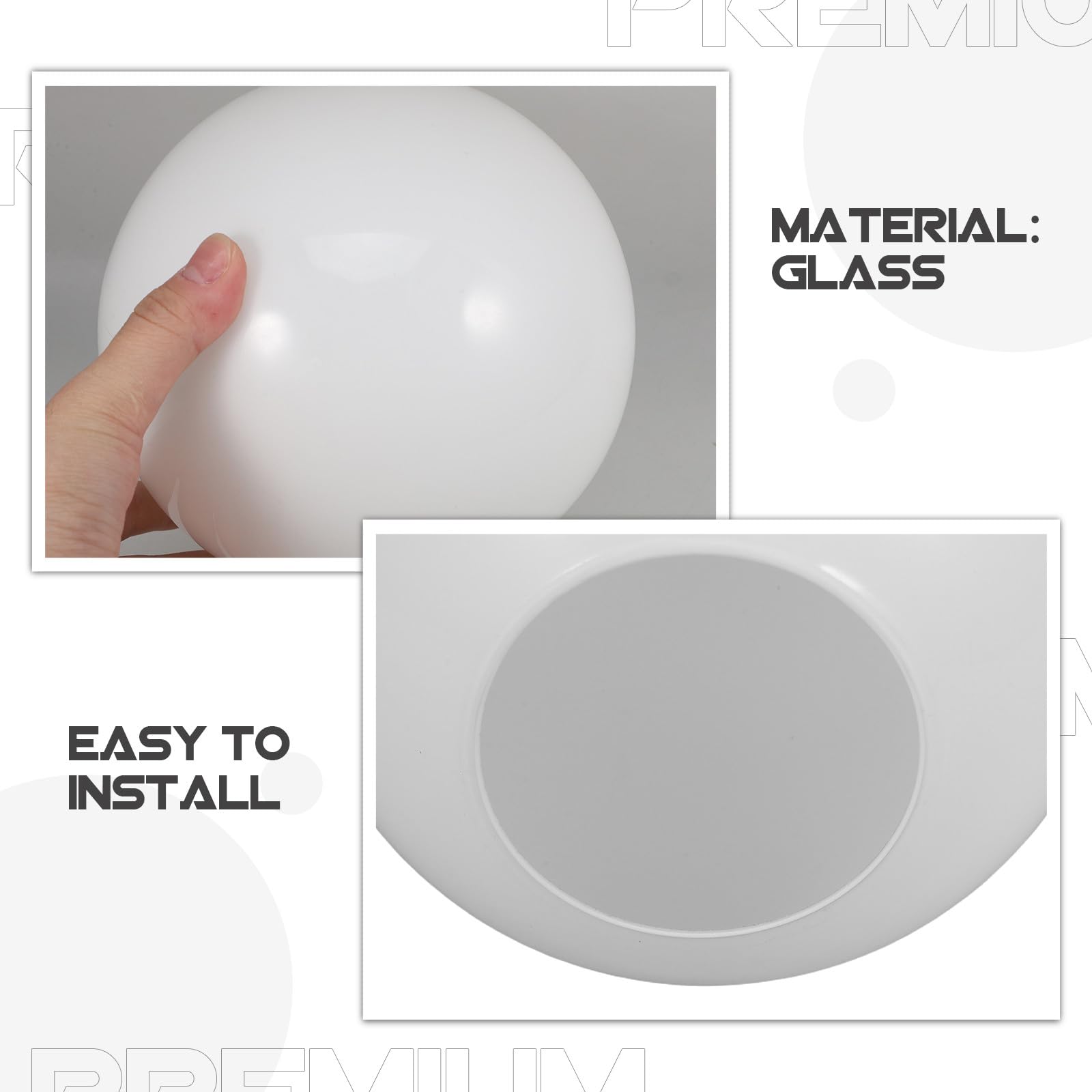 ibasenice Paralume in Vetro Sfera Bianco Opaco per Lampada E27, Resistente All'usura, Coprilampada Rotondo Elegante per Lampade da Tavolo e Lampadari