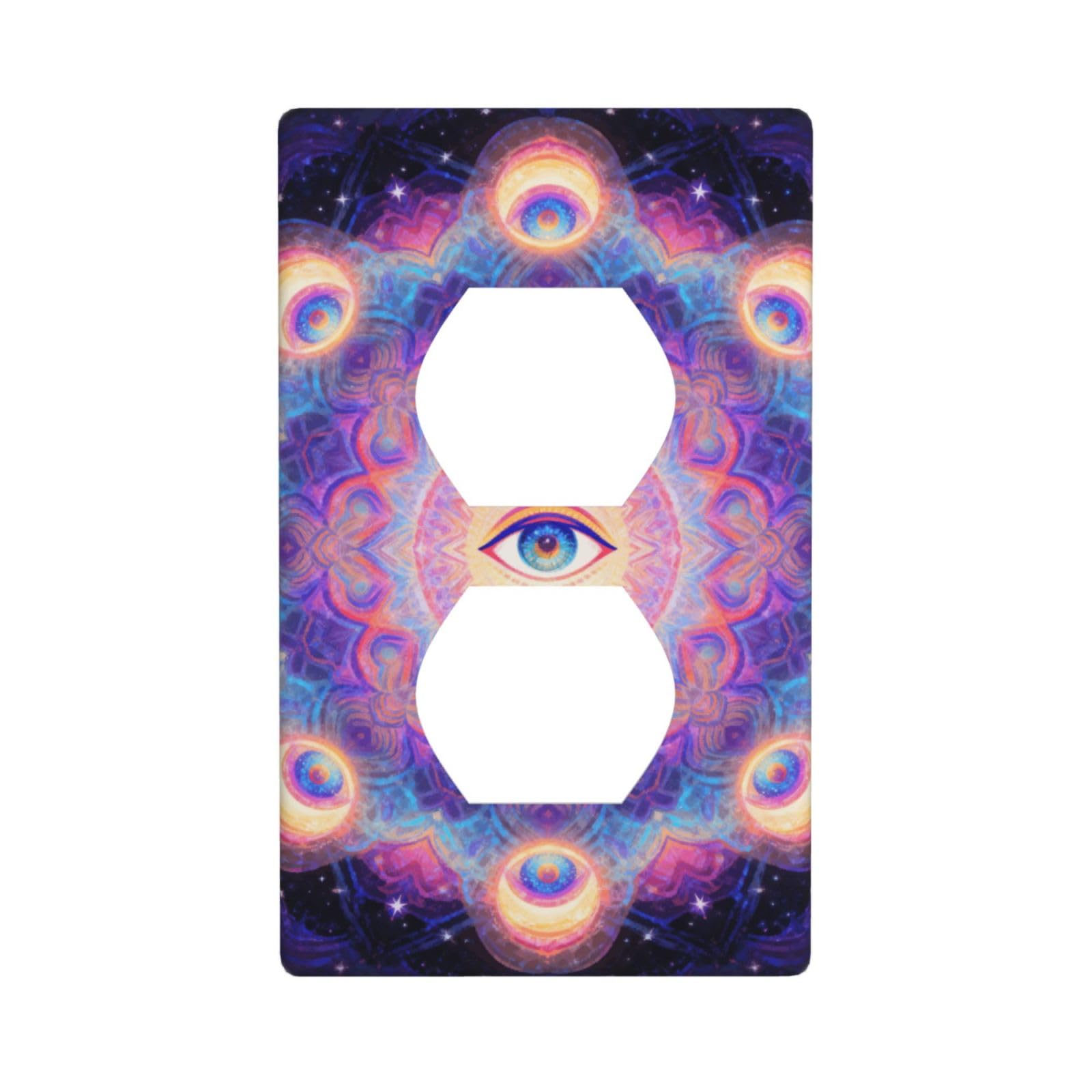 Psychedelic Eyes Decorative Switch Plate Cover-Unbreakable Polycarbonate Wall Plate for Home Office, 1 Gang with Screws