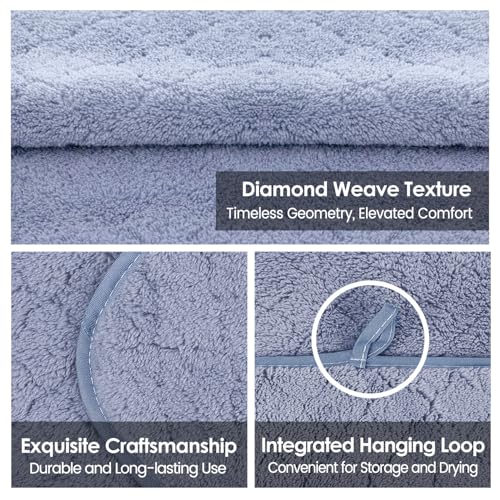 Image of JML Luxury Hotel & SPA Bath Towels (2 Pack, 30 inchx60 inch) - 350GSM High Density Fleece Towel Sets - Super Soft and Absorbent, Lint Free, Fade Resistant Bath Towel (Pack of 2-BlueGrid)