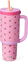 Vista 32 de Ello Oasis Vaso de 24 oz con asa y popote retráctil Taza reutilizable de acero inoxidable aislada 100% a prueba de fugas, regalos