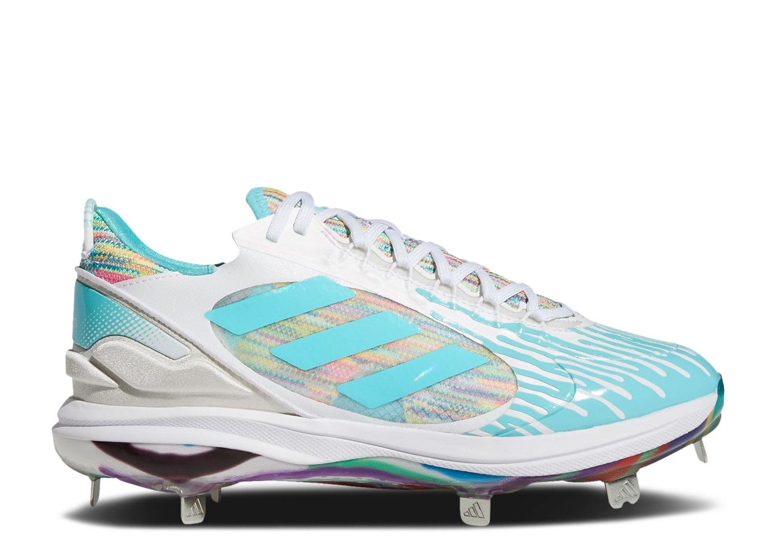 adidas Womens PureHustle 2 Elite Dripped Out Softball Cleats, White/Pulse Aqua/Shock Pink, 9.5
