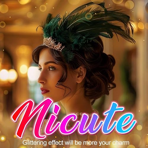 Miniatura 9 de Nicute Diademas de plumas bohemias para tocados disfraces de festivales accesorios para el cabello para mujeres y niñas negro