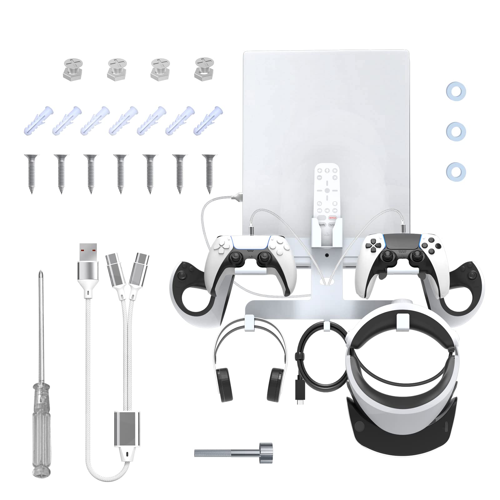 BeisDirect VR-Ständer VR Gaming Wandhalterung Für PSVR2 Full Series Storage Bracket Während der Speicherung Helm Griff Kopfhörer Für PS5 Handle Wall Storage Rack + Ladekabel