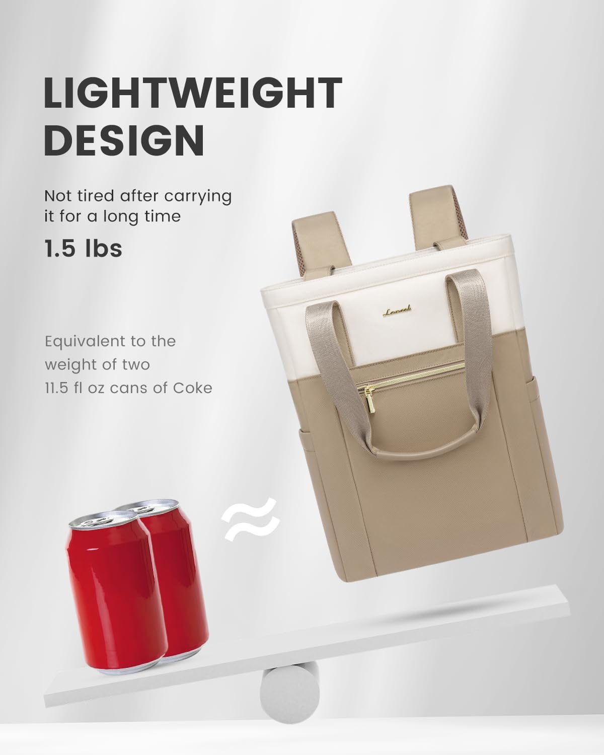 LOVEVOOK Laptop Backpack for Women, 15.6’’ Laptop Bag for Women Tote Bag Convertible, Lightweight Travel Backpack for College, Wide Open Work Backpack for Nurse Teacher Water-resistant Khaki - Image 4