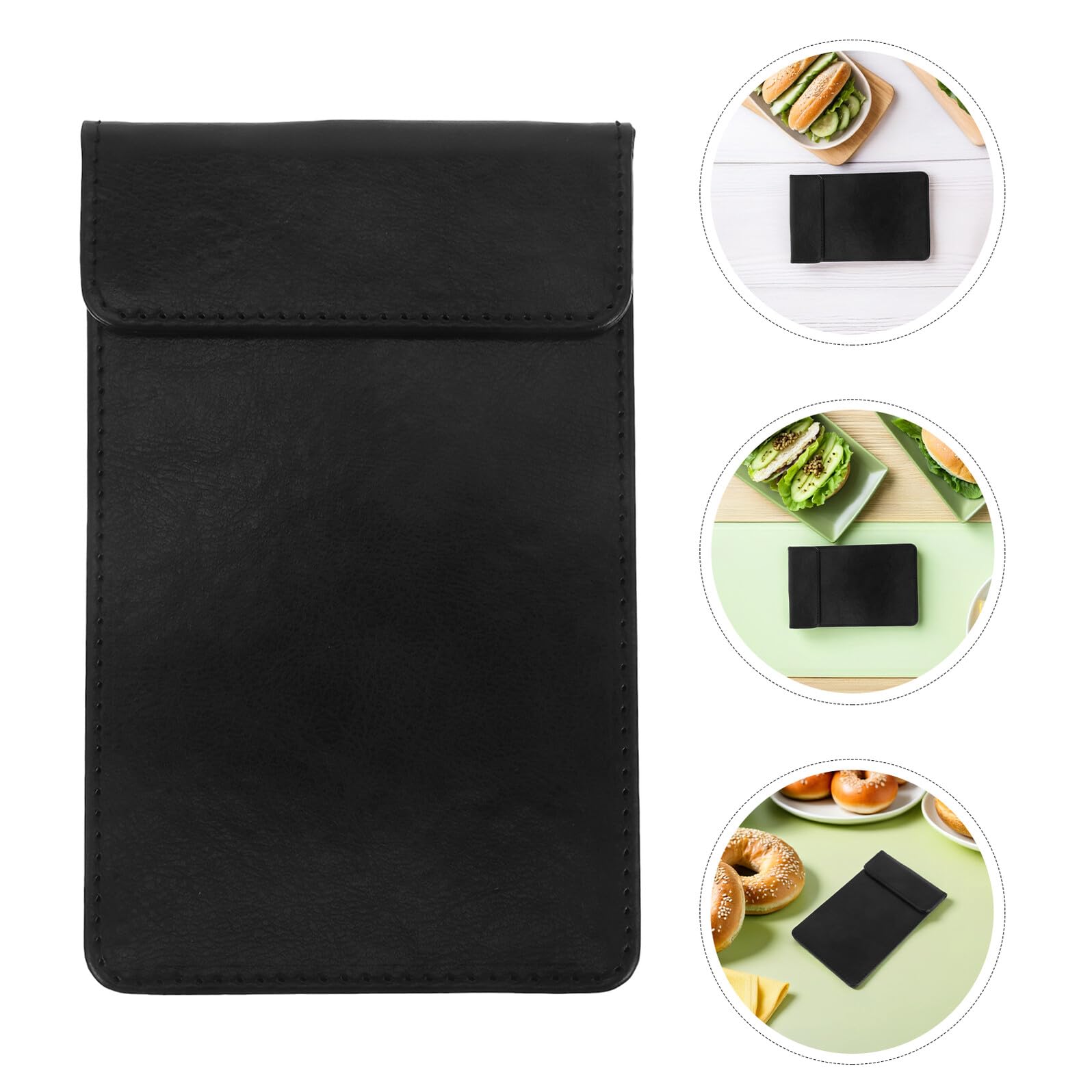 Portapapeles de Pedido 5 Piezas Pu Negro para Restaurante | Servicio de Mesa, Agarre Seguro y Formato Portátil, Acabado Profesional para Comedor