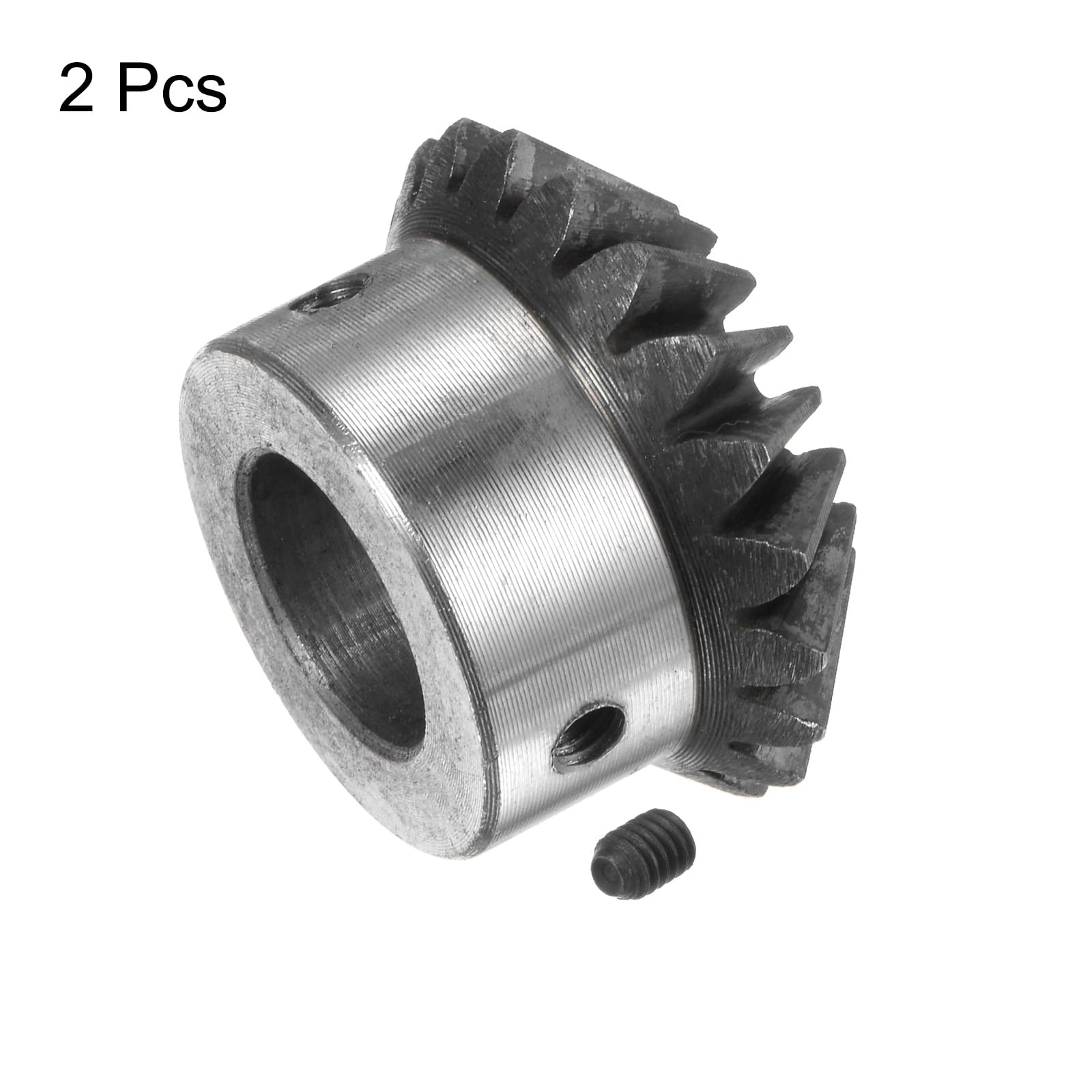 sourcing map 2pcs Biseau Engrenage 2M 20 Dents 18 mm Arbre Trou 1:1 Conique Conique Pignon Engrenage 45# Acier 2 Module 90 Degré Direction Engrenage, avec 6mm Clavette