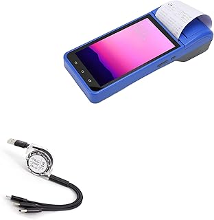 BoxWave Cable Compatible with FOSA POS Receipt Printer (5.5 in) - AllCharge miniSync, Retractable, Portable USB Cable - Jet Black