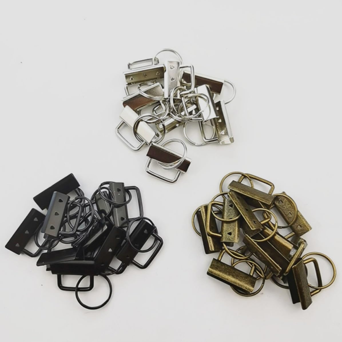 Set 1 Pezzo Portachiavi in Ferro con Fermagli per Nastro da 32mm, 30 Clip per Chiavi per Fai da Te e Creazioni Artigianali