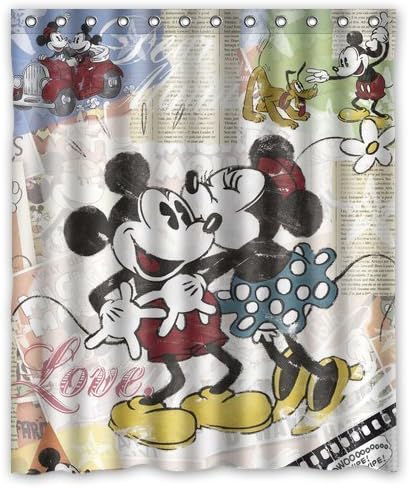 Custom Cartoon Mickey Minnie Mouse Shower Curtain 60" x 72"- Bathroom Decor(Fabric)