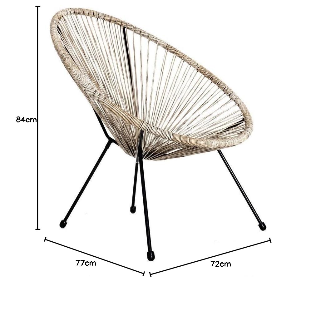 LOLAhome Sillón Acapulco para Jardín, Terraza y Exterior de Metal e Hilos de Polietileno con Topes de Goma, hasta 120kg, Interior/Exterior, 733403