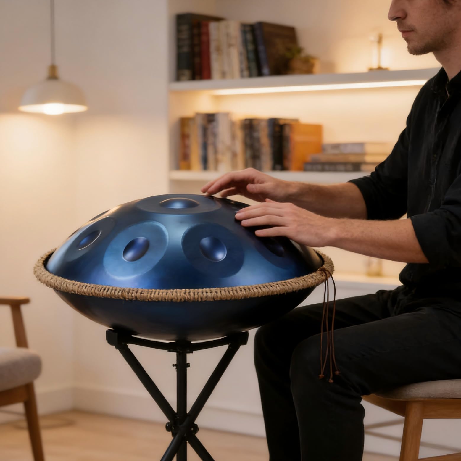Tongue Drum ze stali o częstotliwości 440Hz – instrument perkusyjny, Niebie handpan w mollu D z 10 nutami: Łatwy dla początkujących, wyjątkowy brzmień – Idealny do tworzenia w domu, występów na świeży