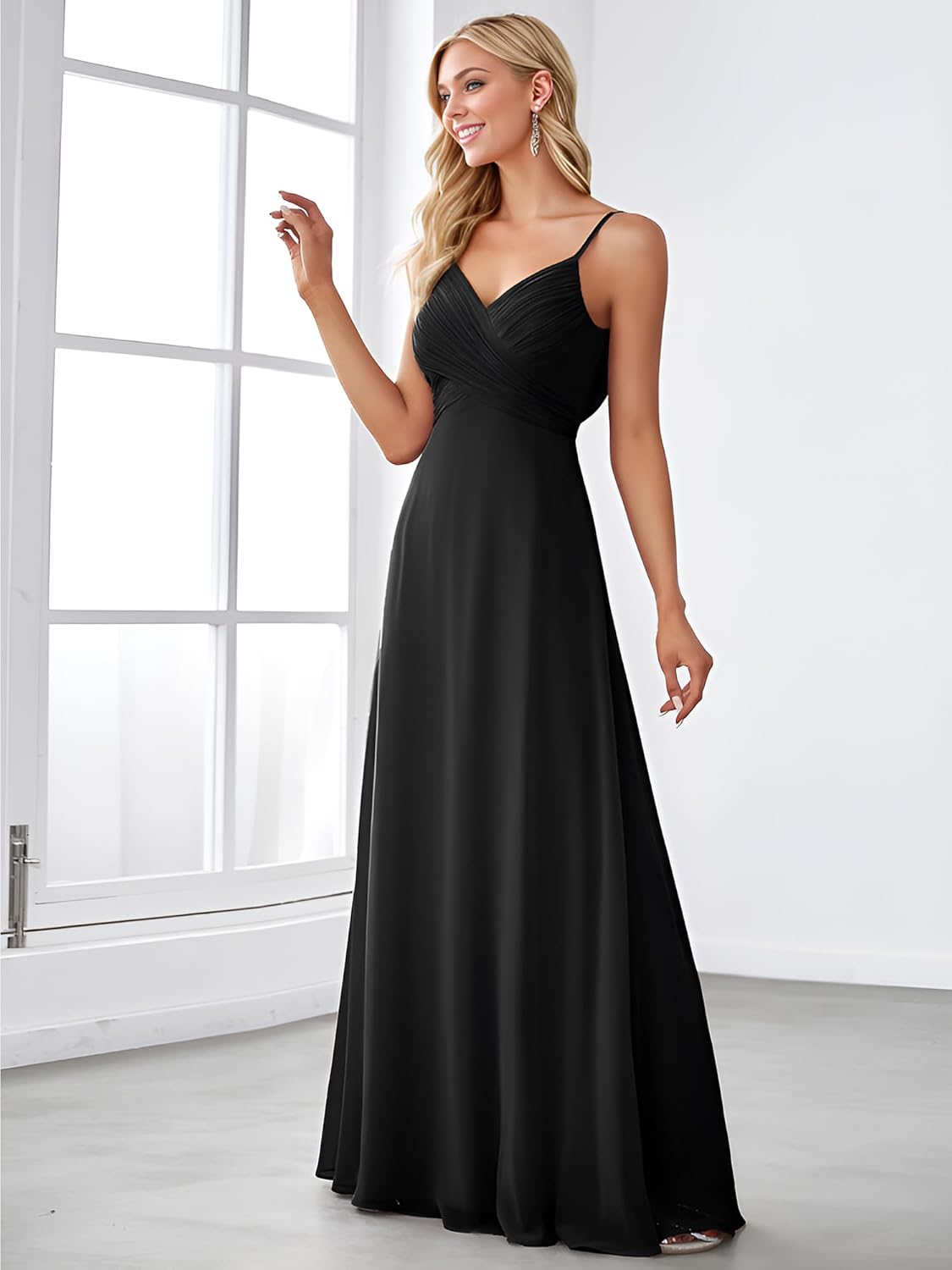 Ever-Pretty Women's Backless Spaghetti Strap Bridesmaid Dresses Chiffon Empire Waist Summer Formal Wedding Guest Dress - Image 3