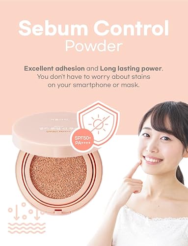 Miniatura 6 de Shingmulnara Oxígeno Water Tone Up Sun Cushion SPF50+ PA++++ (0.55 oz + 0.55 onzas de repuesto) (#02 melocotón) + calcomanía de personaje Kitty