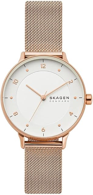 Skagen Women's Riis Three-Hand, 36mm case size, Stainless Steel Watch with stainless steel mesh strap