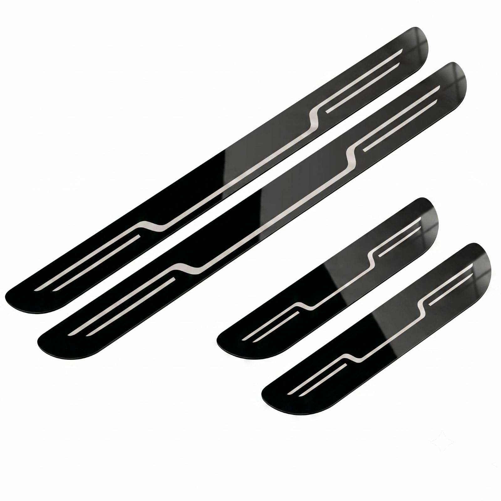 CHEAJYQA for Peugeot Rifter 2018-2026 Car Door Sill Protectors, Car Scuff Plates, 4 Piece Anti Scratch Door Sill Guards, Auto Entry Step Covers, Adhesive Protectors,Black Titanium Mirror