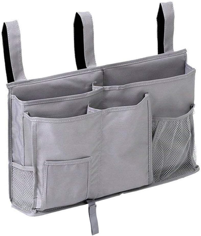 DuomiW Bedside Storage Organizer, Bedside Caddy Hanging Storage Bag, Bunk Dorm Rooms Hospital Bed Rails and Baby Bed with 8 Pockets Grey DuomiW-huiseguadai1