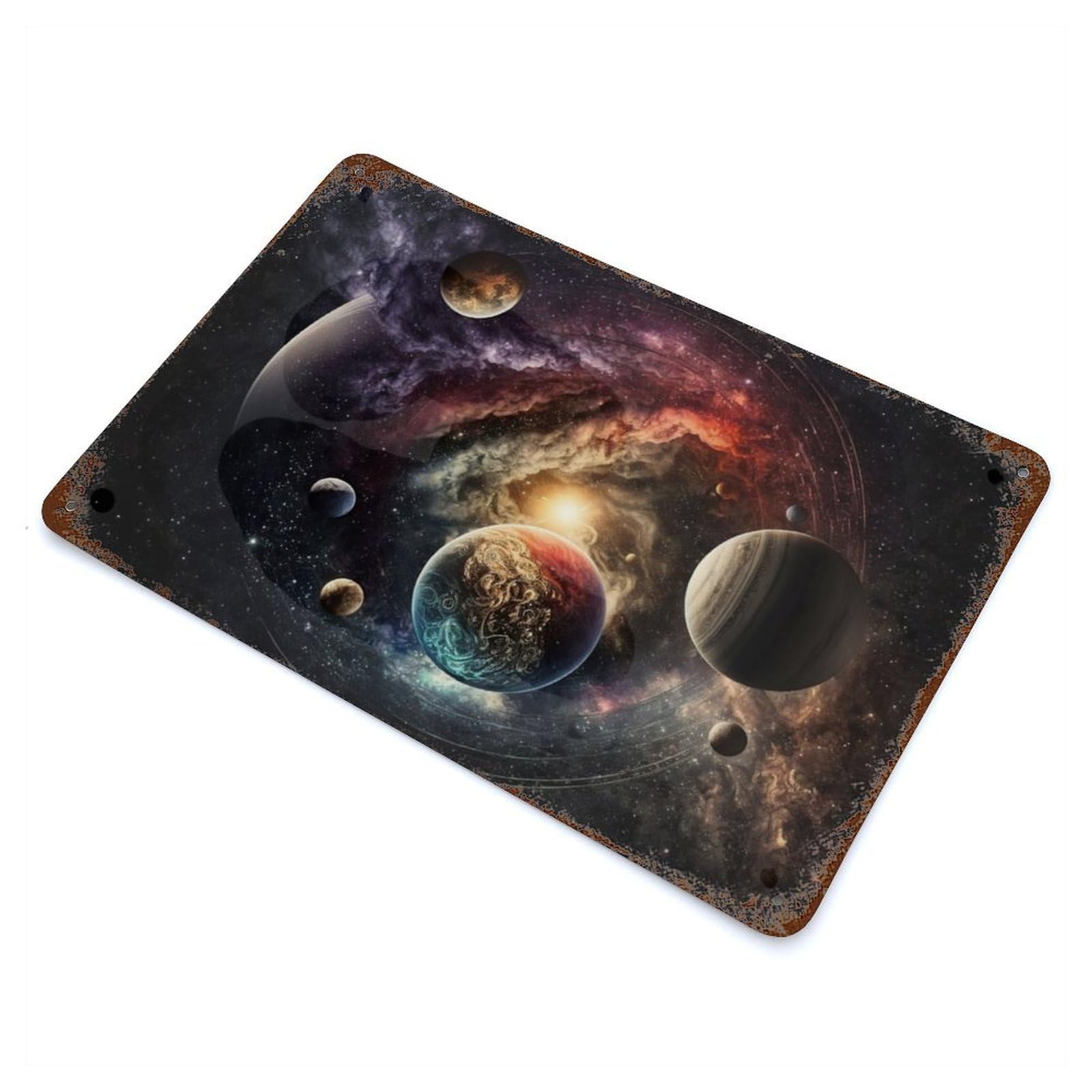 Cosmic Odyssey Aged Metal Wall Plaque 11.8"x7.9", for Shed, Workshop And Garage Wall Decor, Old School Wall Decor