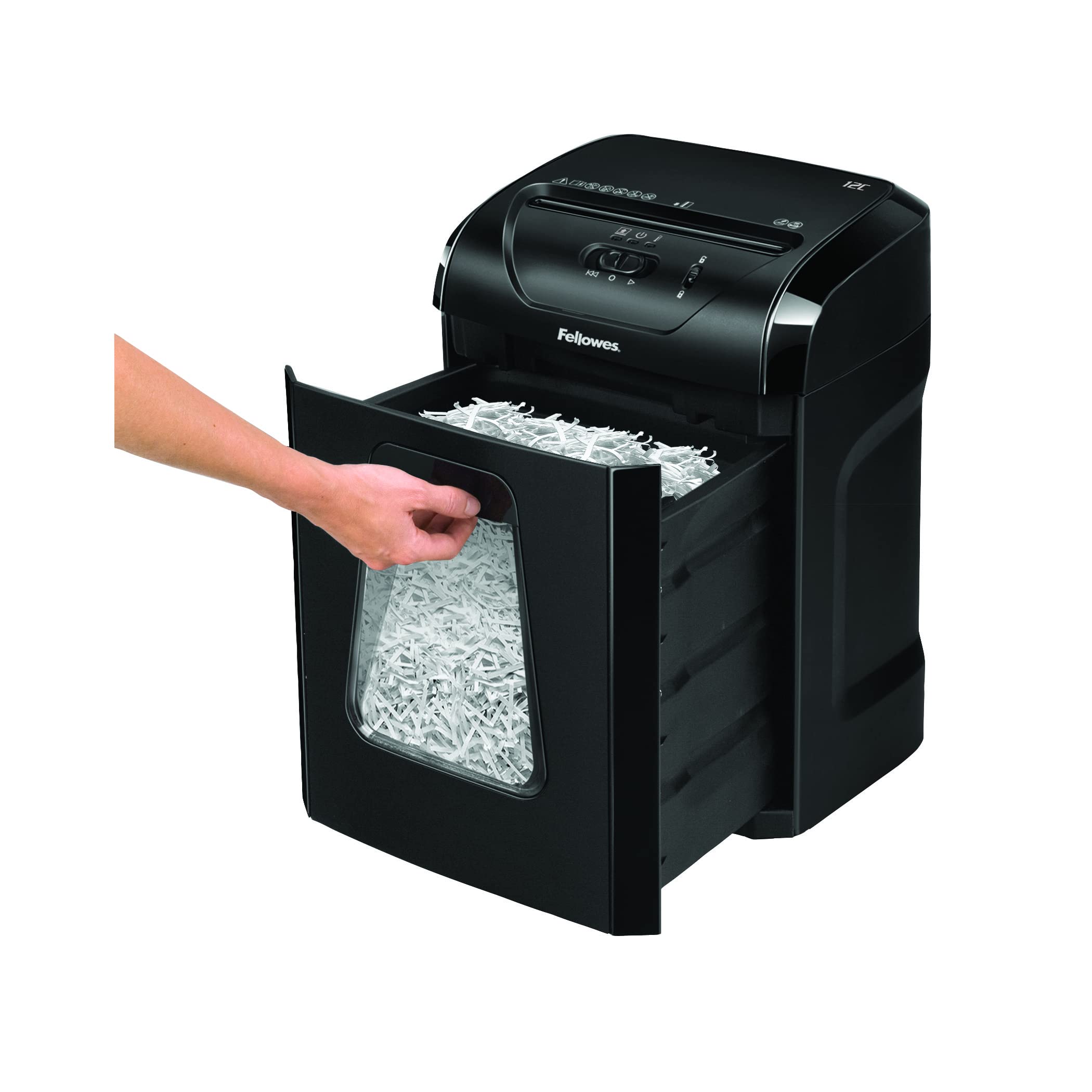 Fellowes 43859732326 Niszczarka do Dokumentów, Czarny, 19 l, kdo 12 Arkuszy