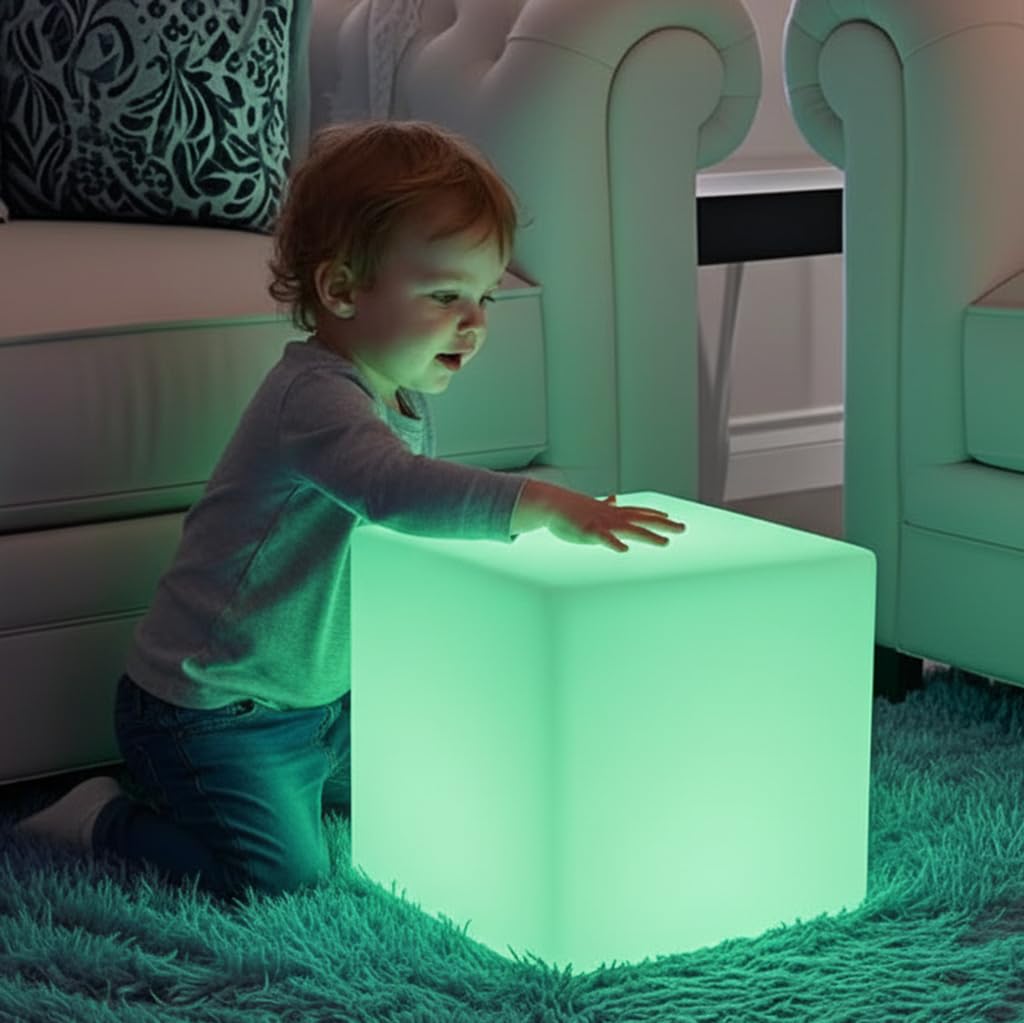 14 inch Versatile LED Cube Light Chair, Rechargeable Light Cubes