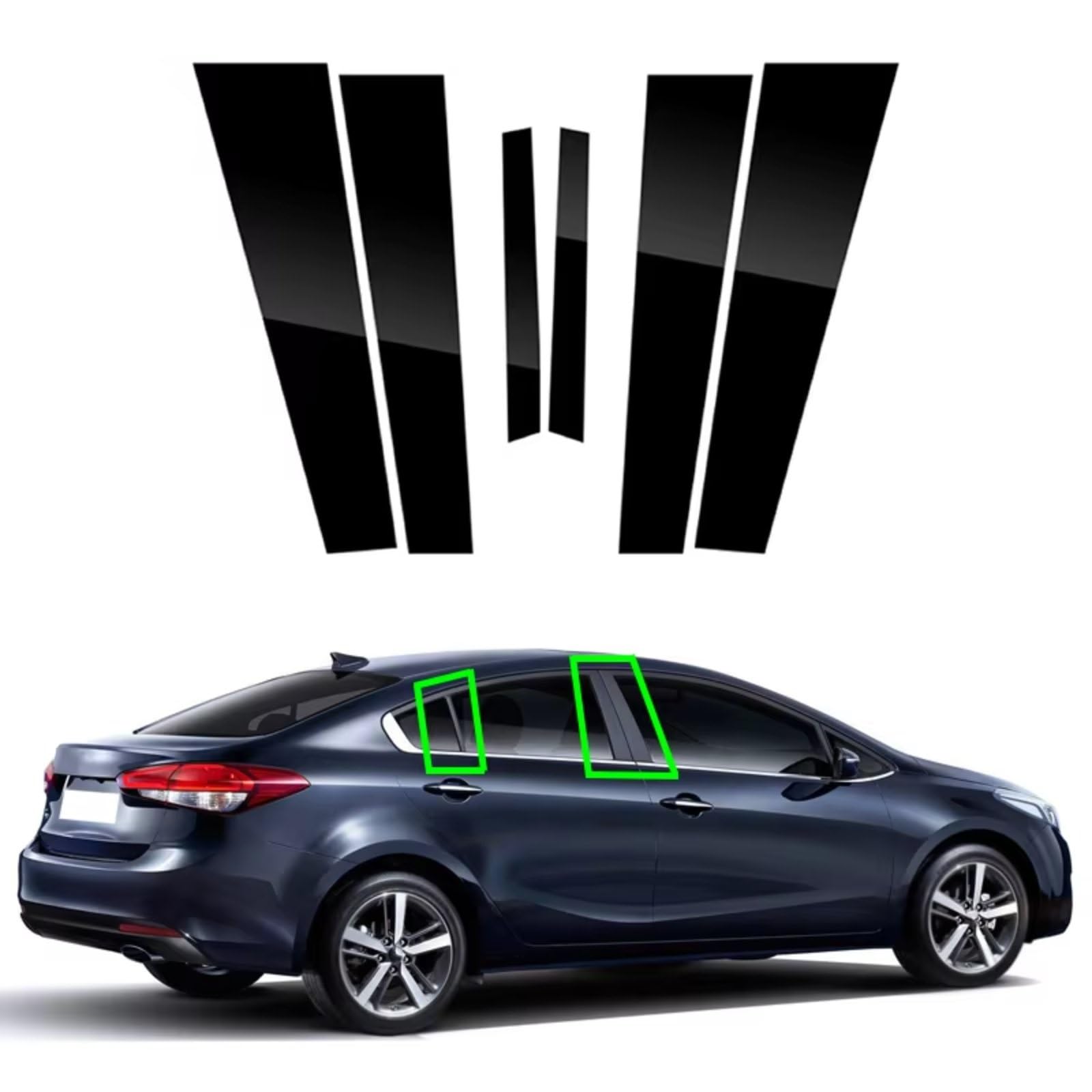 Naklejki na kolumny drzwiowe Kia Cerato K3 Forte 2014-2018, błyszcząca, czarna, imitacja lakieru fortepianowego, osłona na kolumny drzwi, listwy ozdobne, do użytku na zewnątrz samochodu