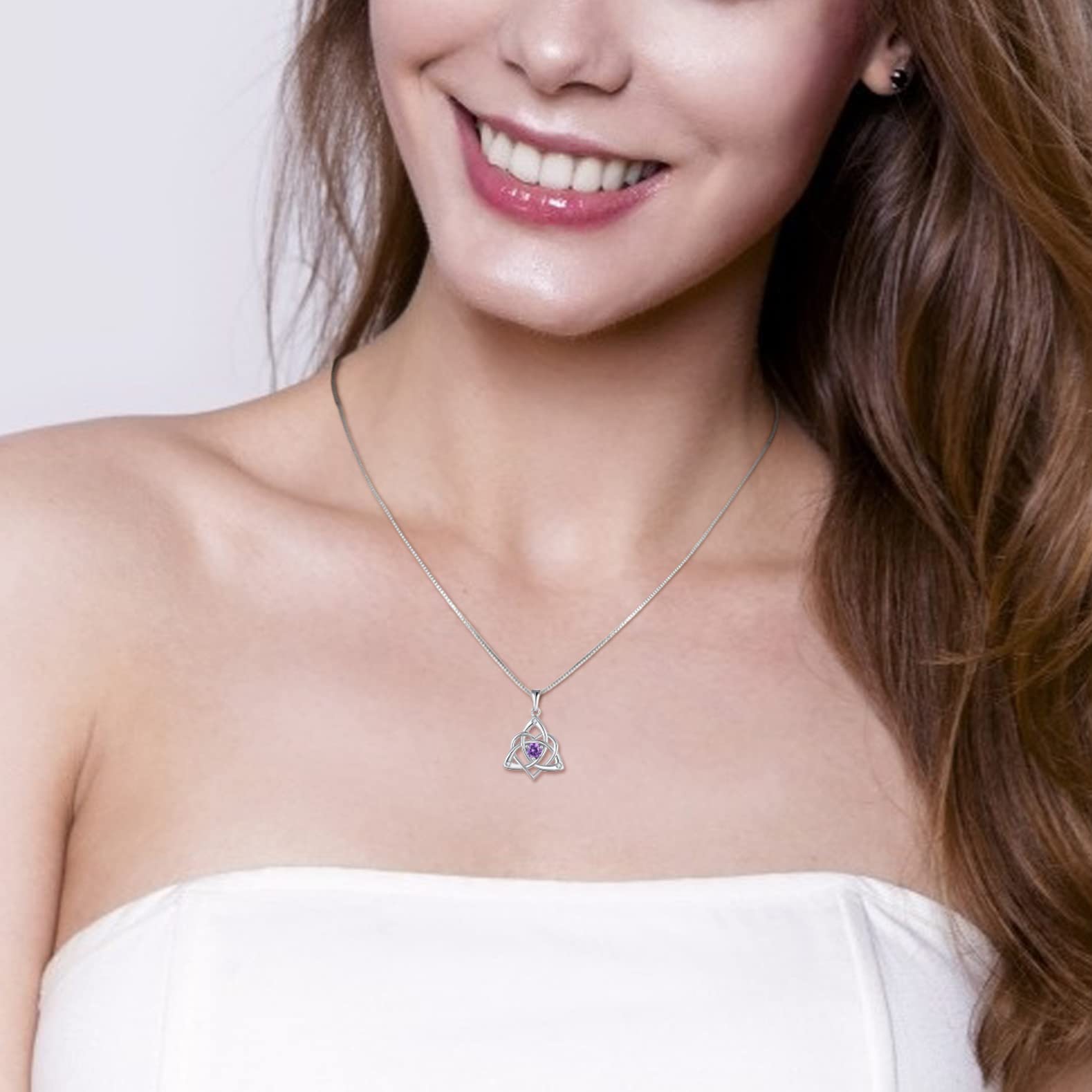 starchenie Collar de Nudo Celta Plata de ley 925 Corazón 3A Collar de Piedra Natal para Mujer