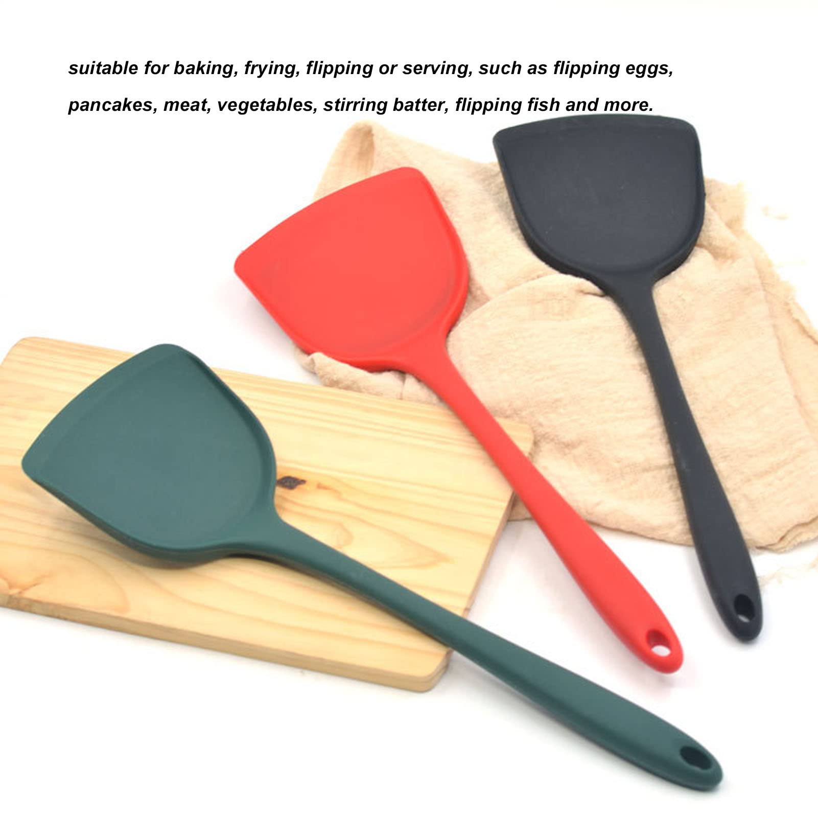 5 Pezzi spatola da Cucina in Silicone spatola da Cucina Utensili da Cucina con Foro per Appendere Le Uova frittata(Nero)