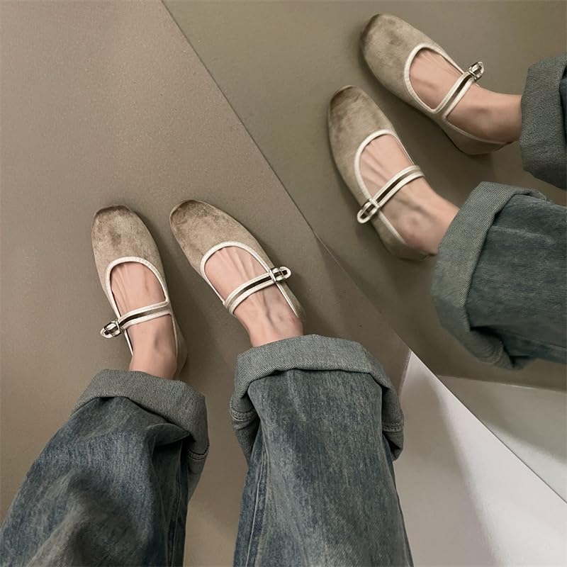 Velvet Mary Janes for Women Ballet Flats Corporate Casual Shoes Vintage Shoes Suede Ballerina Shoes3