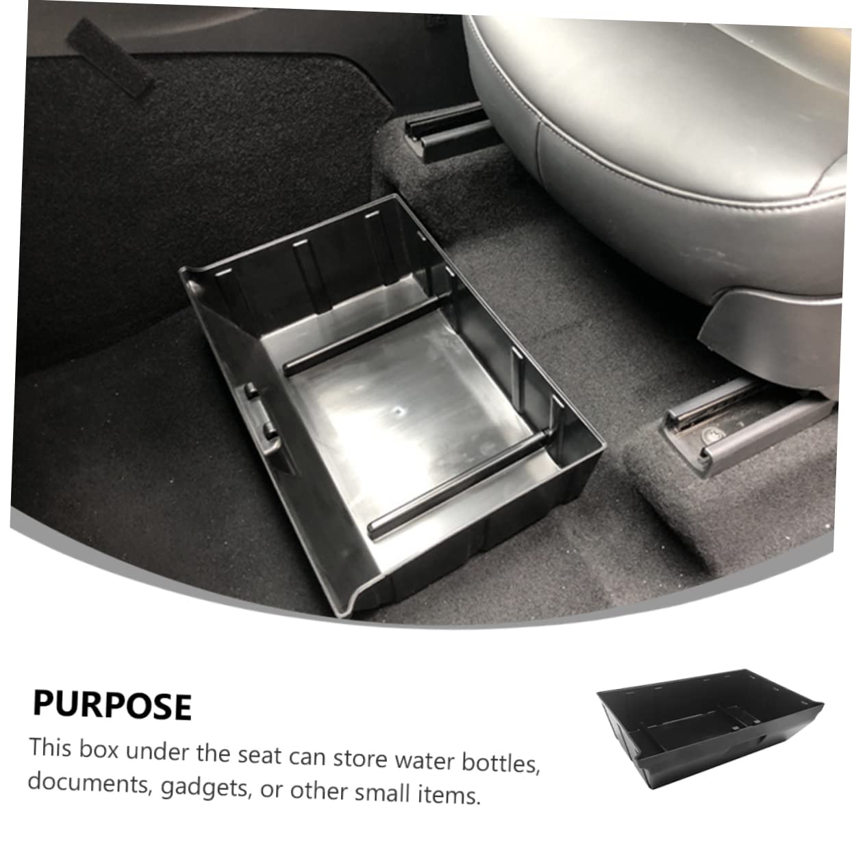 ibasenice Scatola Portaoggetti Sotto Sedile per Auto e Veicoli, ABS Rivestimento Floccato Nero, Antiscivolo e Antigraffio, per Stivaggio Sotto Sedile