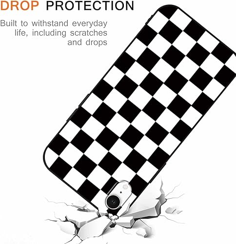 Miniatura 5 de Paquete de 2 fundas de teléfono a cuadros para iPhone XR de 6.1 pulgadas, cuadrícula a cuadros, suave, delgada, a prueba de golpes, de silicona