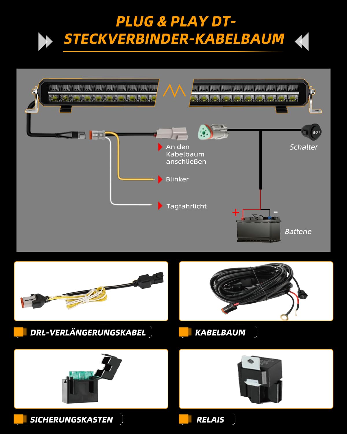 CO LIGHT 40'' (42 Zoll 106cm) LED Driving Lightbar mit E Prüfzeichen, [220W 44000LM 12V 24V IP68], Doppelte Ausführung LED Bar für Off-Road, LKWs, Schiffe, Pickup