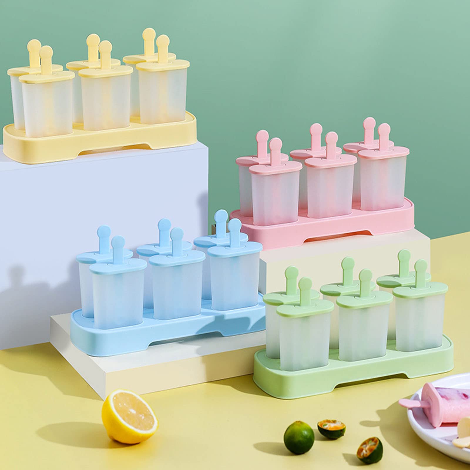 Moules à Glace Réutilisables Pour Enfants - Lot De 6 Avec Bâtons, Plastique Alimentaire, Lave-vaisselle