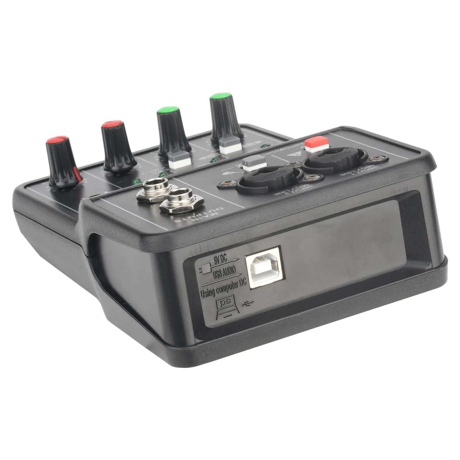 Interfaz portátil Consola de sonido profesional Grabación y arreglo de 2 canales Tarjeta de sonido USB