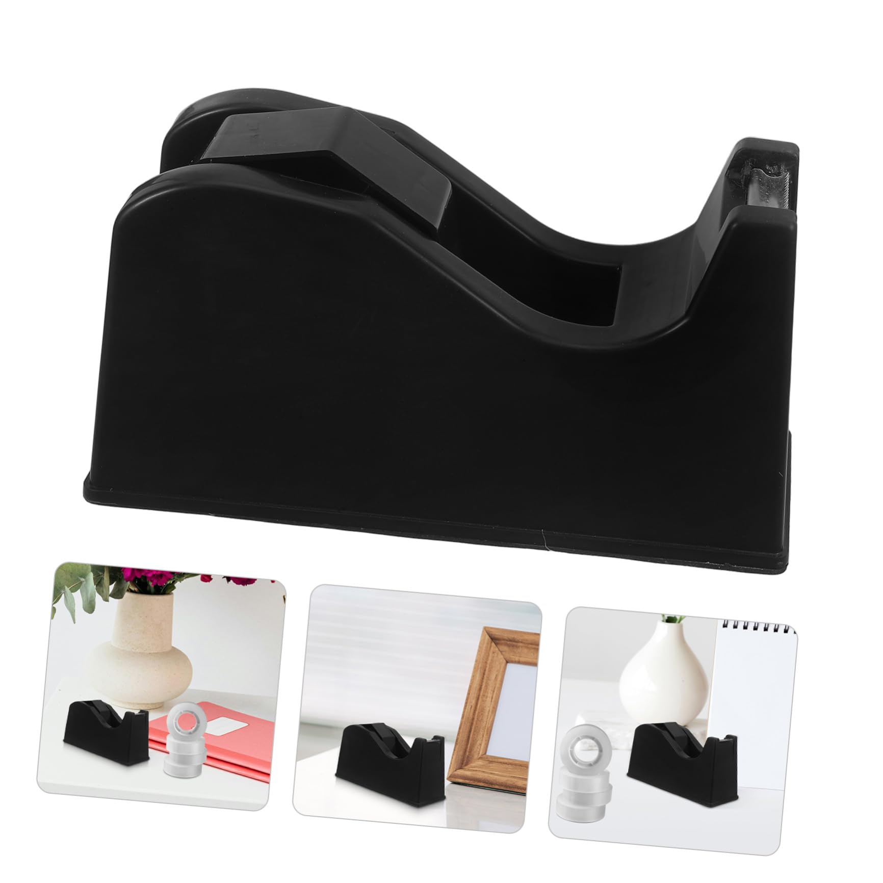 Baluue Dispenser Nastro Adesivo 2 Pezzi Nero con Base Antiscivolo per Pezzi Piccoli e Grandi per Forniture Artigianali e Ambiente Lavorativo