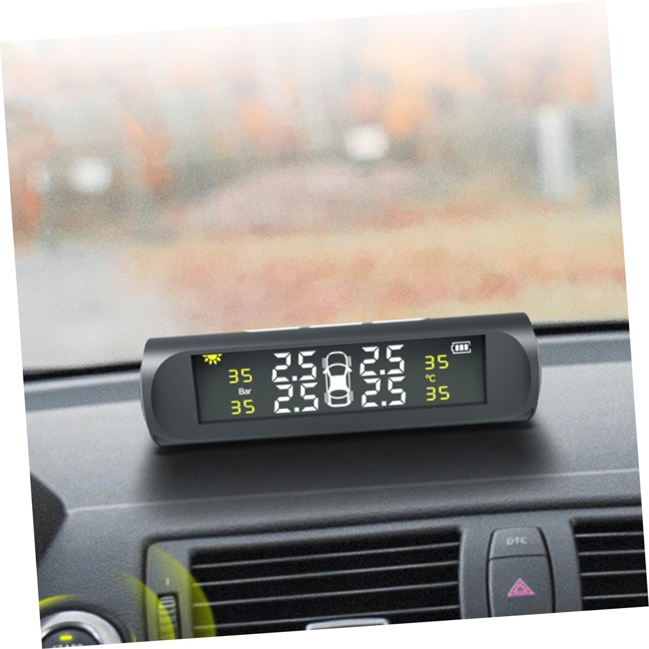 Cabilock Car Tire Pressure Monitoring System Solar Power LCD Display Easy Installation Real Alerts for Optimal Safety and Performance of Four Tires