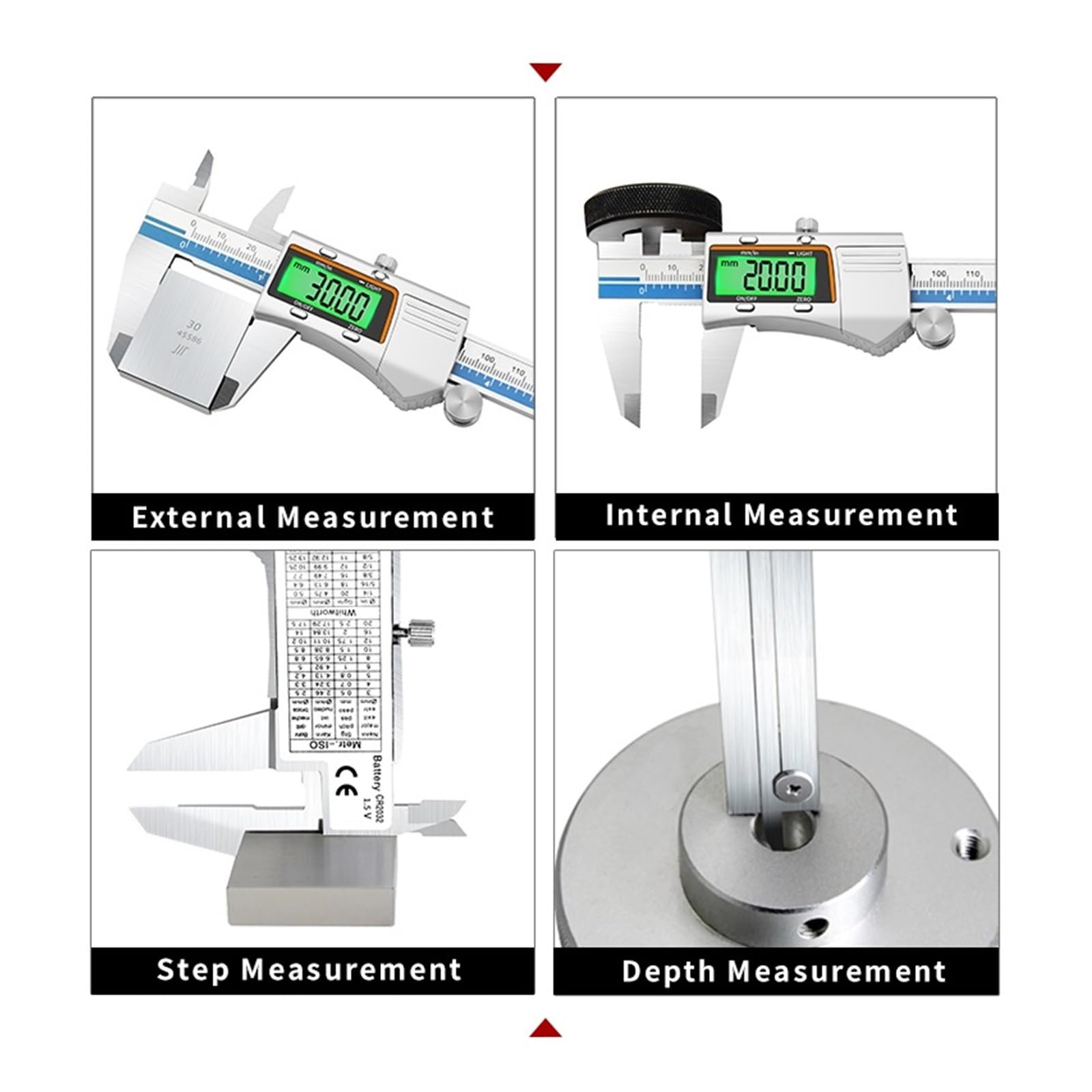 Suwmiarki, Precyzyjne elektroniczne suwmiarki cyfrowe narzędzie pomiarowe 150mm/6 cali z podświetleniem 50 Mm ekran LCD suwmiarka cyfrowa Łatwe do zmierzenia