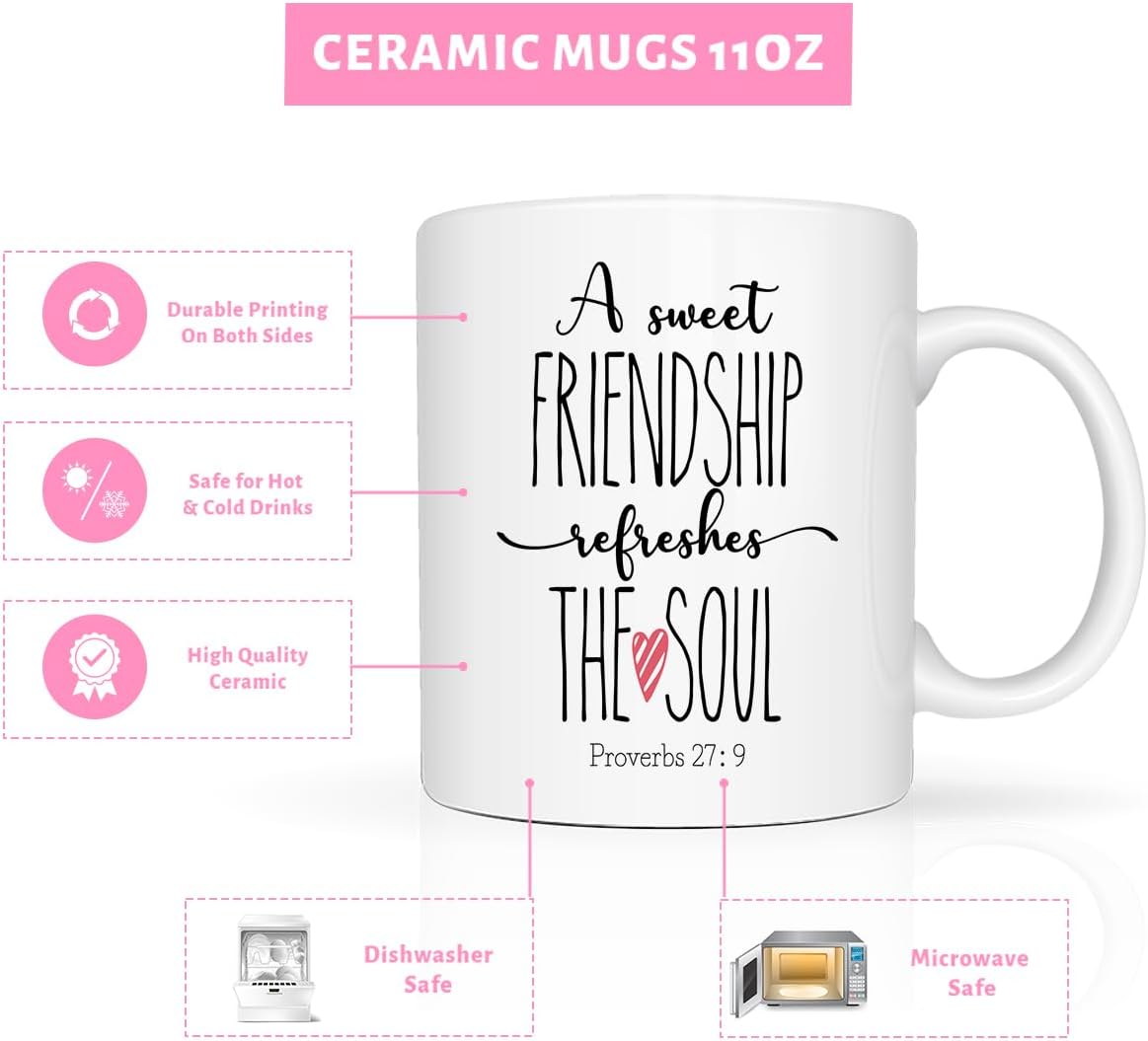 A Sweet Friendship Refreshes The Soul Mug Friendship Gifts for Women Friends Christian Gifts for Women Faith Birthday Christmas Gift Ideas 11oz Coffee Mug Novelty Tea Cup - Image 2