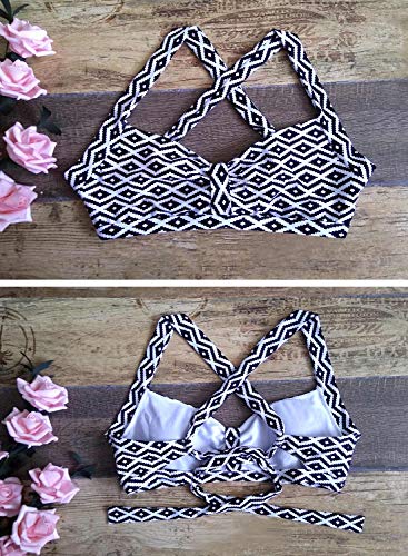 Balasami Women'S Retro Printed Adjustable Thick Straps Cross Back Push Up Vintage Bikini Swimsuit Tops Only thumb #6