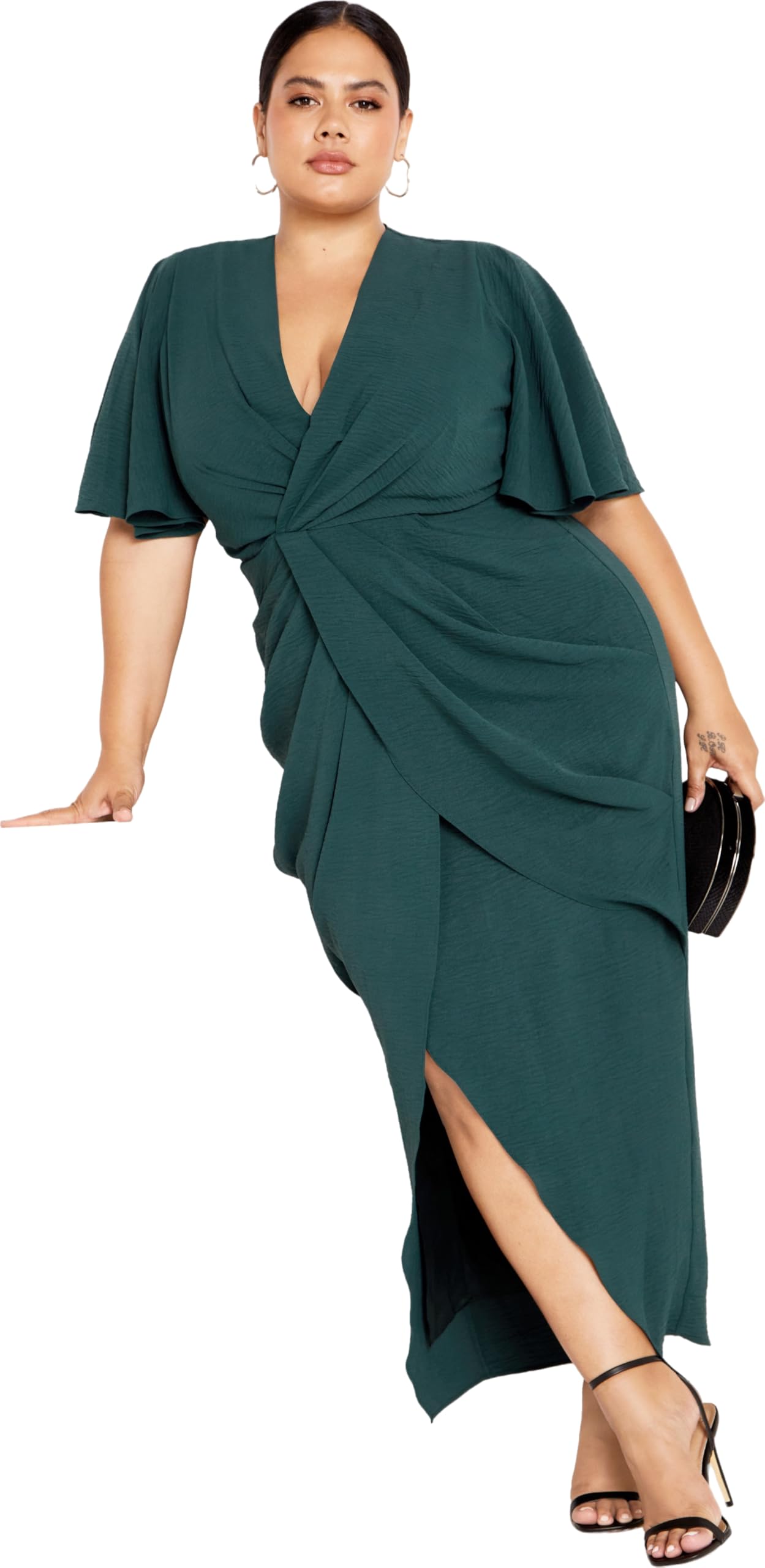 City Chic Plus Size Dress, Braelynn Maxi Dress, Emerald, 20 Plus
