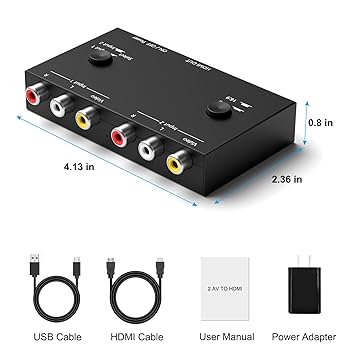 Amazon.com: 2 AV to HDMI Converter, 1080P/720P 2 Port RCA