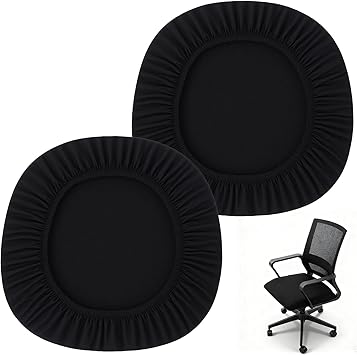 2 PCS Computer Office Chair Seat Cover, Universal Chair Covers Stretchable Cover Waterproof Cushion Protectors Machine Washable Elastic Stretch Slipcovers for Dining Room Desk Black