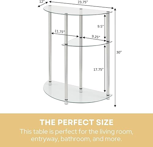 Miniatura 2 de Convenience Concepts Designs2Go - Mesa de entrada clásica de cristal de 3 niveles de 23 pulgadas, moderna mesa de exhibición con estantes de