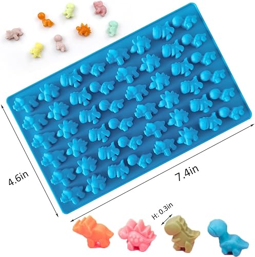 Miniatura 6 de LeLehome Juego de 5 moldes de silicona para gomitas, osos, dinosaurios, animales, donas, 261 cavidades con 2 goteros, antiadherentes, sin BPA para