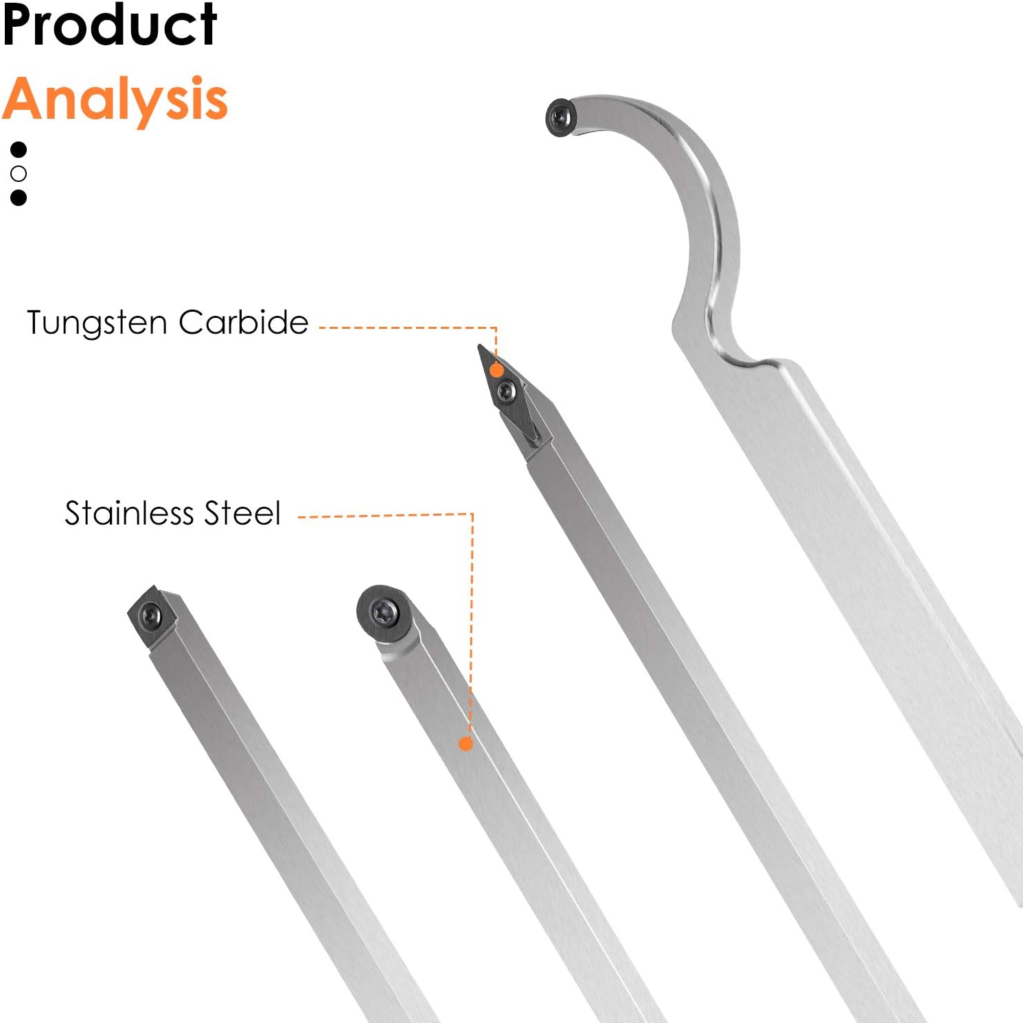 Free Shipping Offer ETE ETMATE Tipped Wood Turning Tools for Lathe 4 PCS Set, Carbide Lathe Tools with Diamond Shape, Round, Square Cutters Replaceable Turning Lathe Chisels with a Grip Handle Lathe Tools